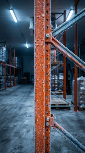Heavy-duty cold storage racking system with freezer room pallet racking in sub-zero warehouse